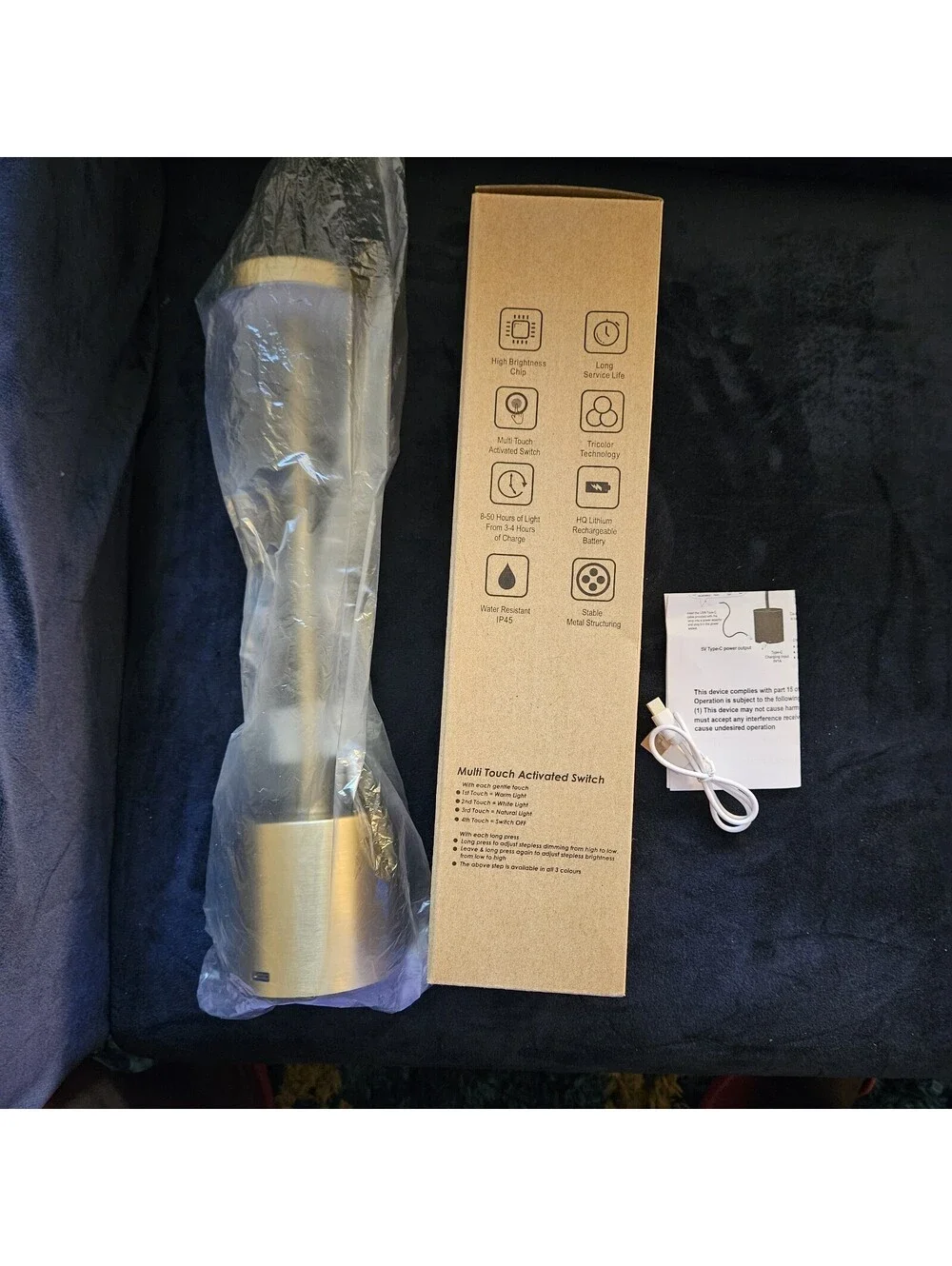 LED Desk Lamp Metal Modern Touch Control Dimmable Wireless Ambient Night Light
